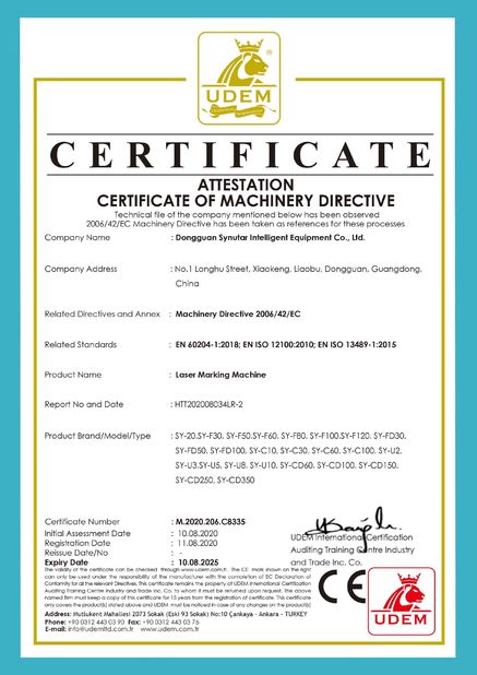 China Dongguan Synutar Intelligent Equipment Co., Ltd. certificaciones