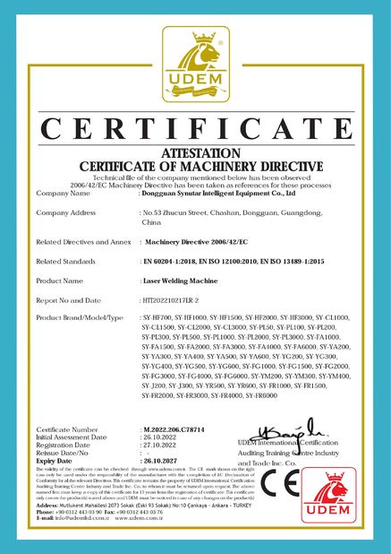 China Dongguan Synutar Intelligent Equipment Co., Ltd. certificaciones